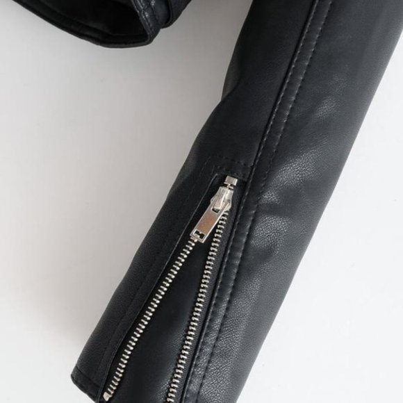 Modern Biker Chick Moto Faux leather Zipper Detail Motorcycle Jacket - Picture 8 of 12